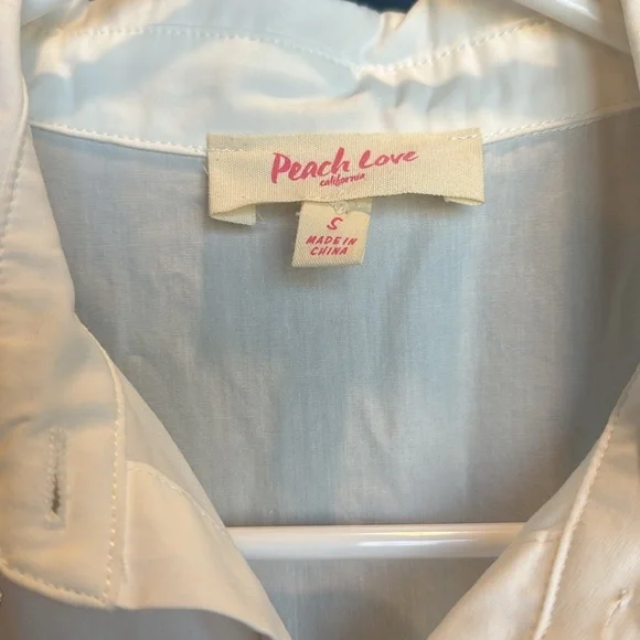 White Puff Sleeve Mini Dress with Dress Shirt Collar - Picture 2 of 3